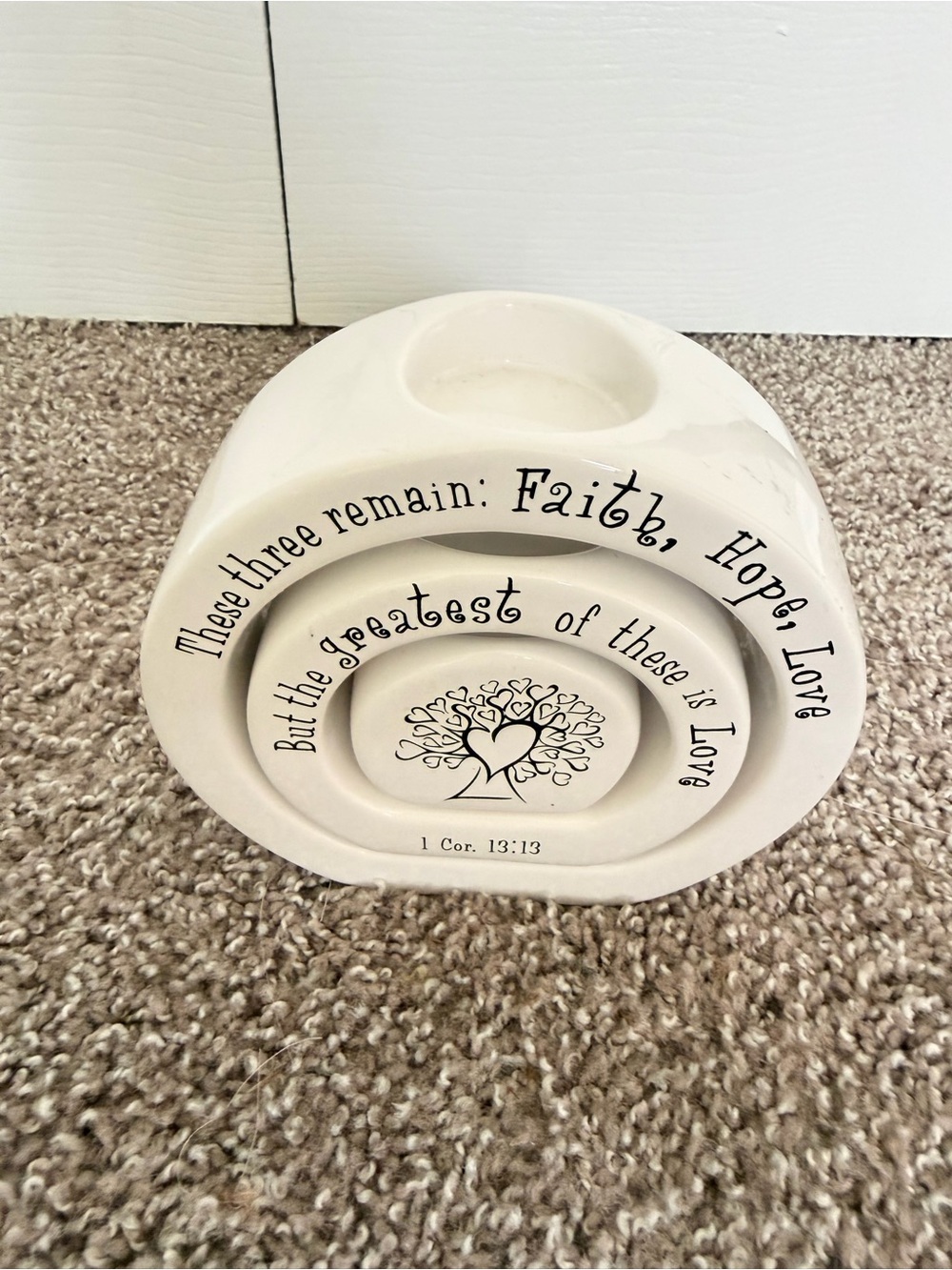 Faith Hope Love White Ceramic Nesting Candle Holders - Set of 3